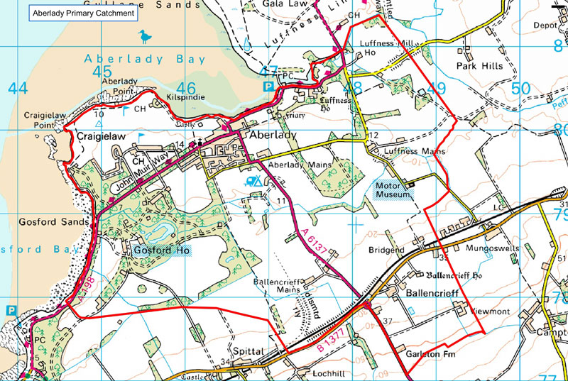 Aberlady East Lothian Aberlady Primary School Catchment 